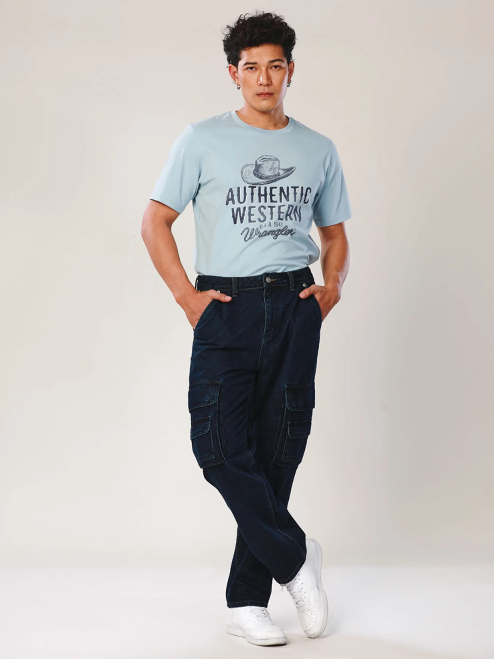 WRANGLER Men's Jeans Everyday with Wrangler Collection Mid Frontier Fit Dark Indigo