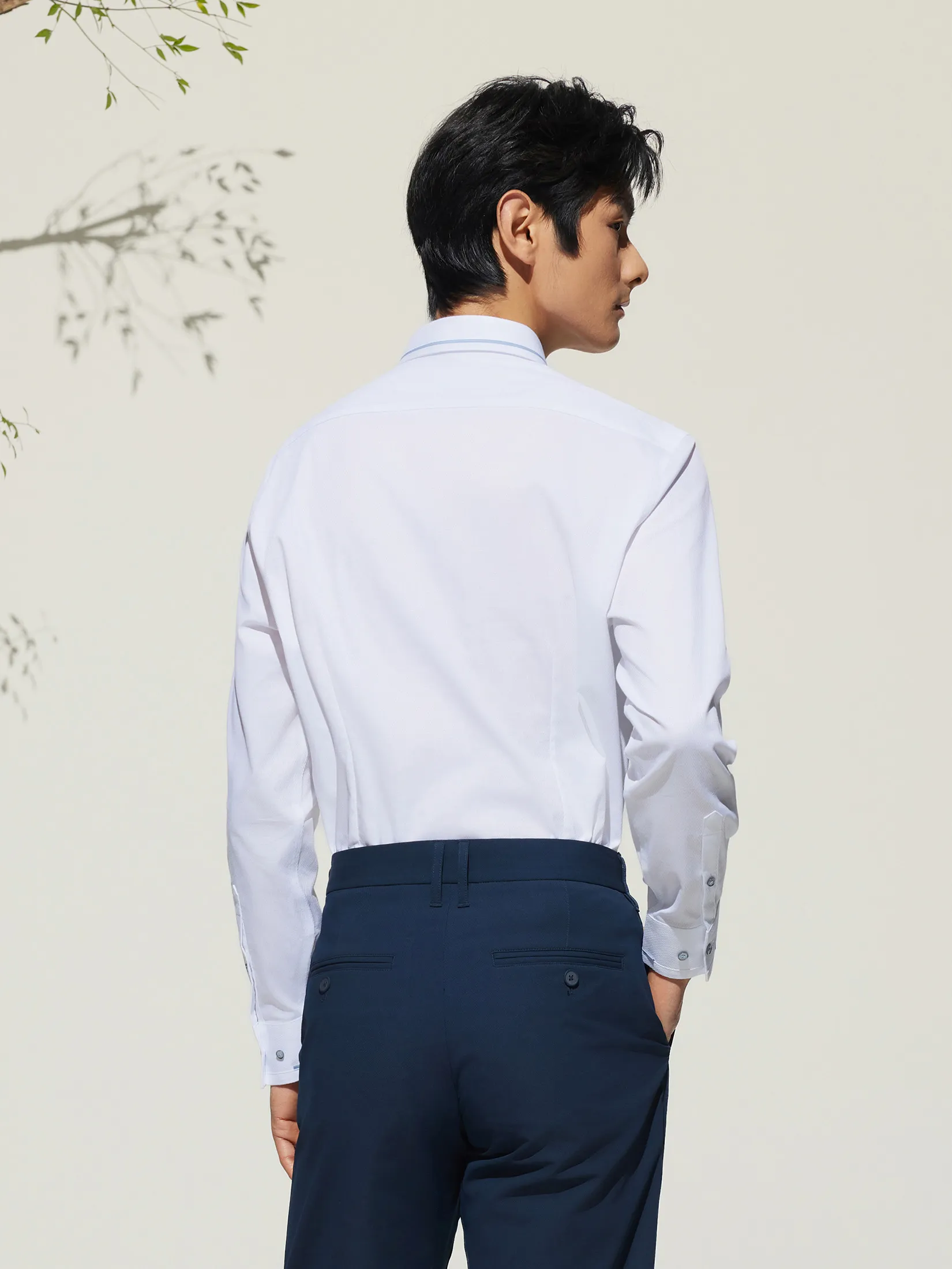 G2000 Men Clothing Non-Iron Cotton Blend Texture Shirt  Smart Fit - White