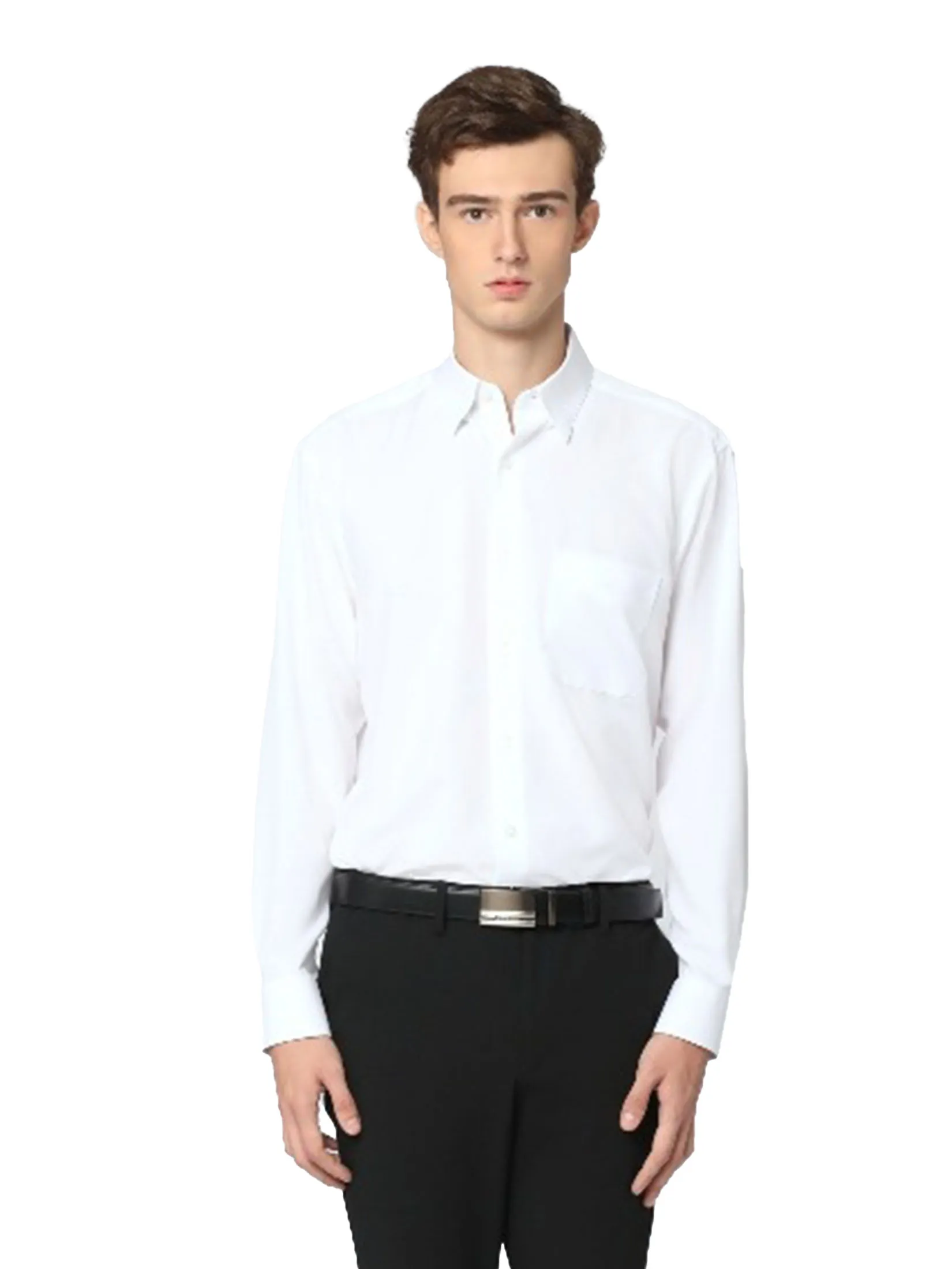 ARROW Men’s Collared Filagen Shirt – Long Sleeve with Button-Down Collar, Comfort Fit, White (MACC803-WH)