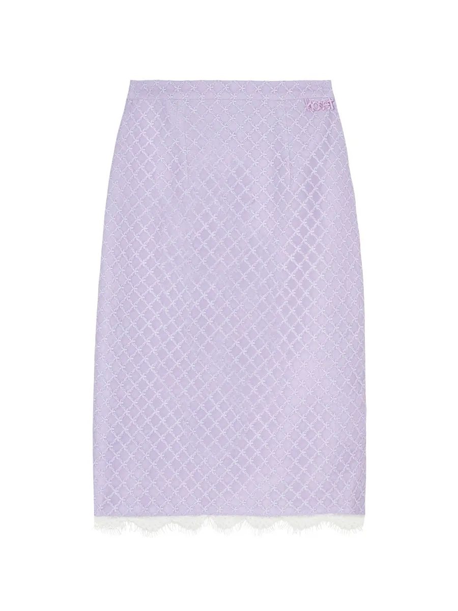 KLOSET (PF24)Lace pencil skirt Purple