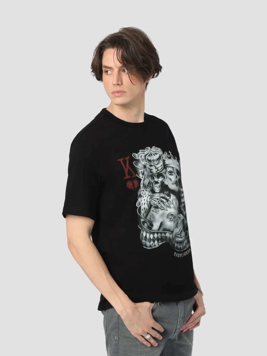 DAVIE JONES Men's Graphic Oversize Fit T-Shirt Black
