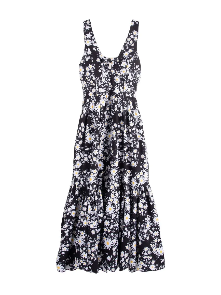 KLOSET (PF24) Women Daisy Print Maxi Dress Black Size - L