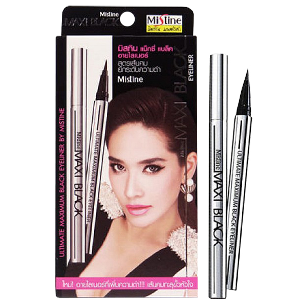 Водостойкая подводка-фломастер Maxi Black Mistine