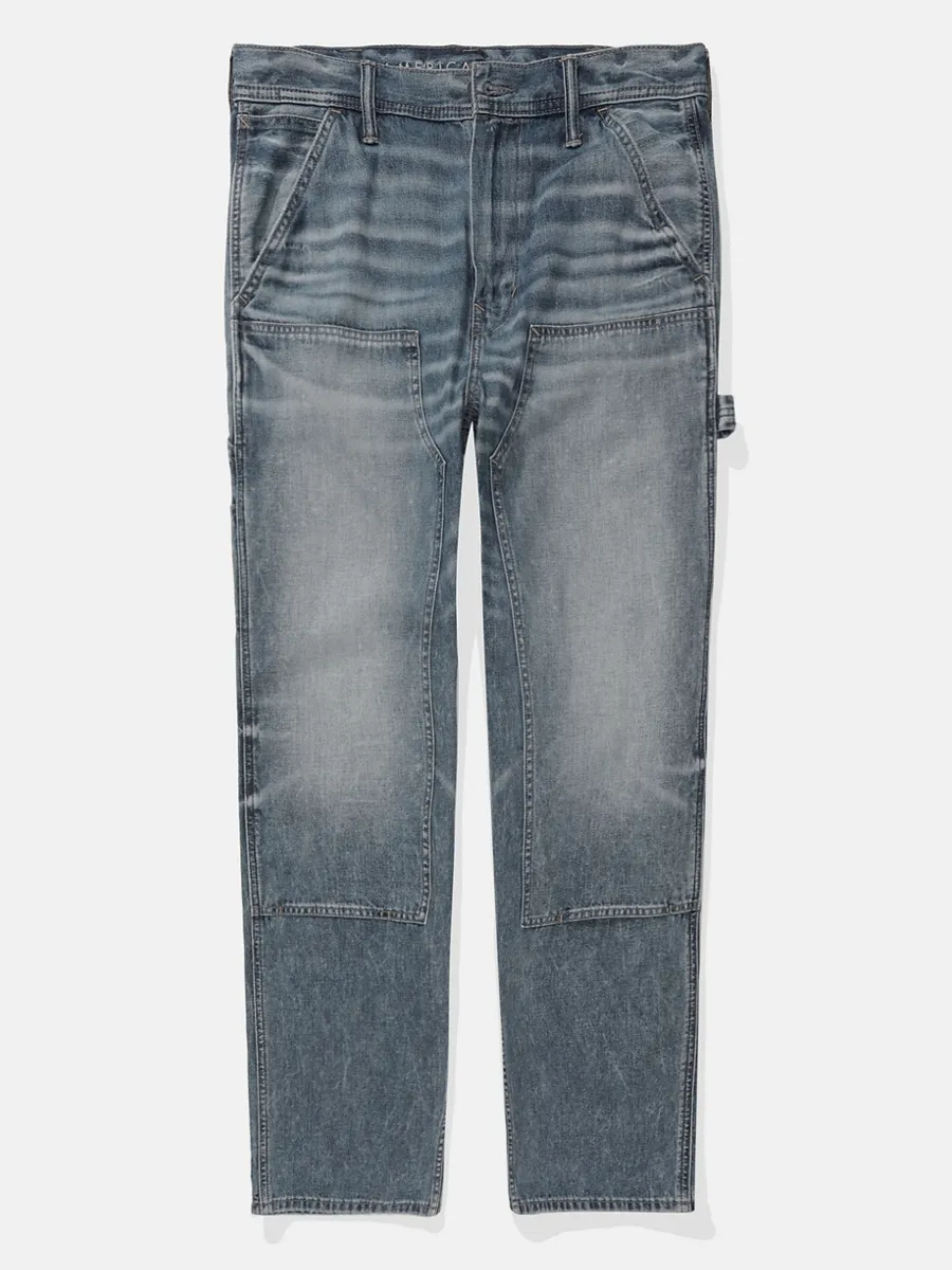 AMERICAN EAGLE MEN MEDIUM CLEAN ATHLETIC LOOSE CARPENTER JEAN 272 RUSTIC BLUE