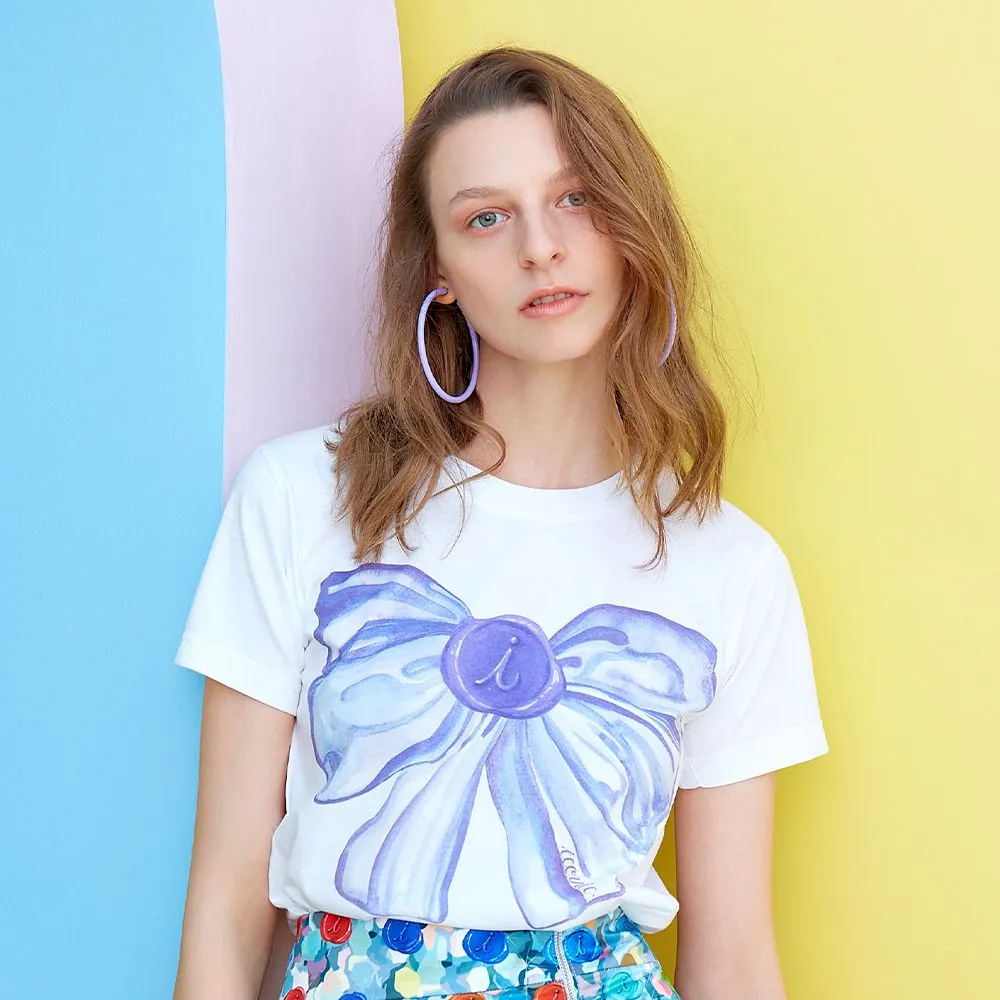 ICONIC WHITE BIG BOW PURPLE T-SHIRT MODEL BIG BOW PURPLE T-SHIRT 6854