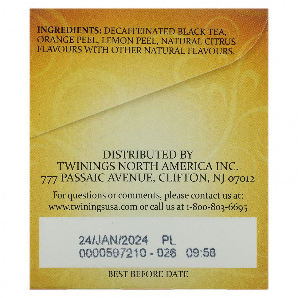 Twinings, Lady Grey, черный чай, без кофеина, 20 чайных пакетиков, 40 г (1,41 унции)