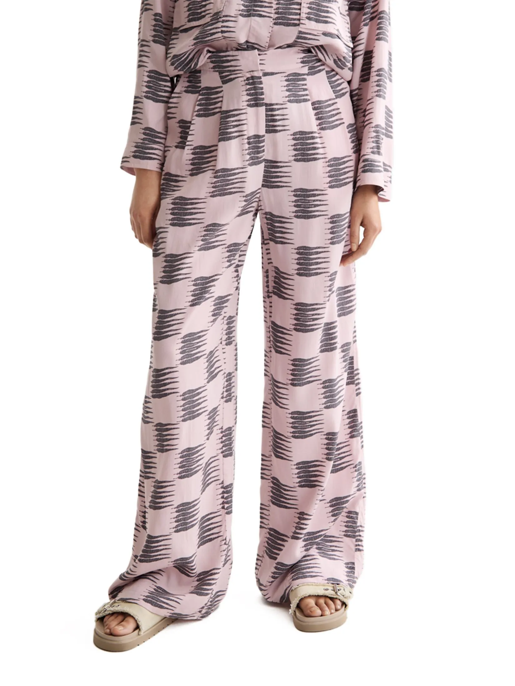 SCOTCH&SODA Women Pants Eleni - Wide Leg High Rise Pajama Feather Block