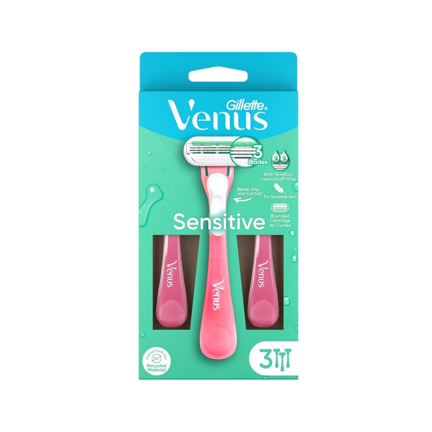 Gillette Venus Sensitive Razor+Blades 3'S มีดโกน กำจัดขน