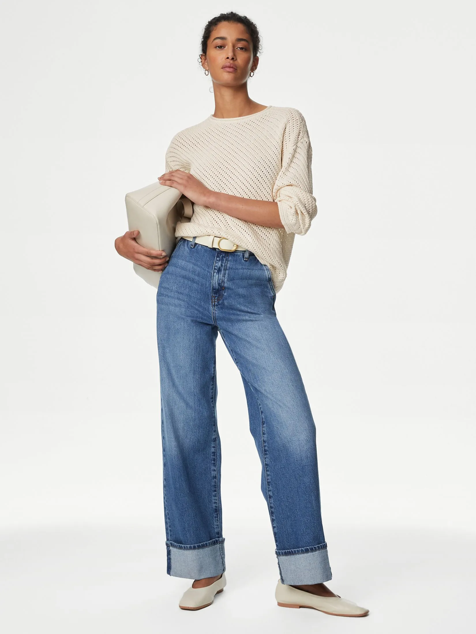 MARKS & SPENCER Women Sweater Textured Crew Neck Jumper