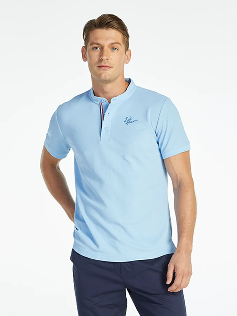 ELLE HOMME MEN BAND COLLAR POLO SHIRT W8K904BU - BLUE Size - M