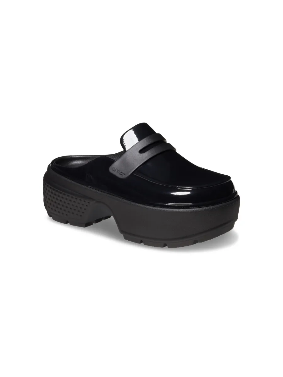 CROCS UNISEX STOMP HIGH SHINE LOAFER CLOG - BLACK
