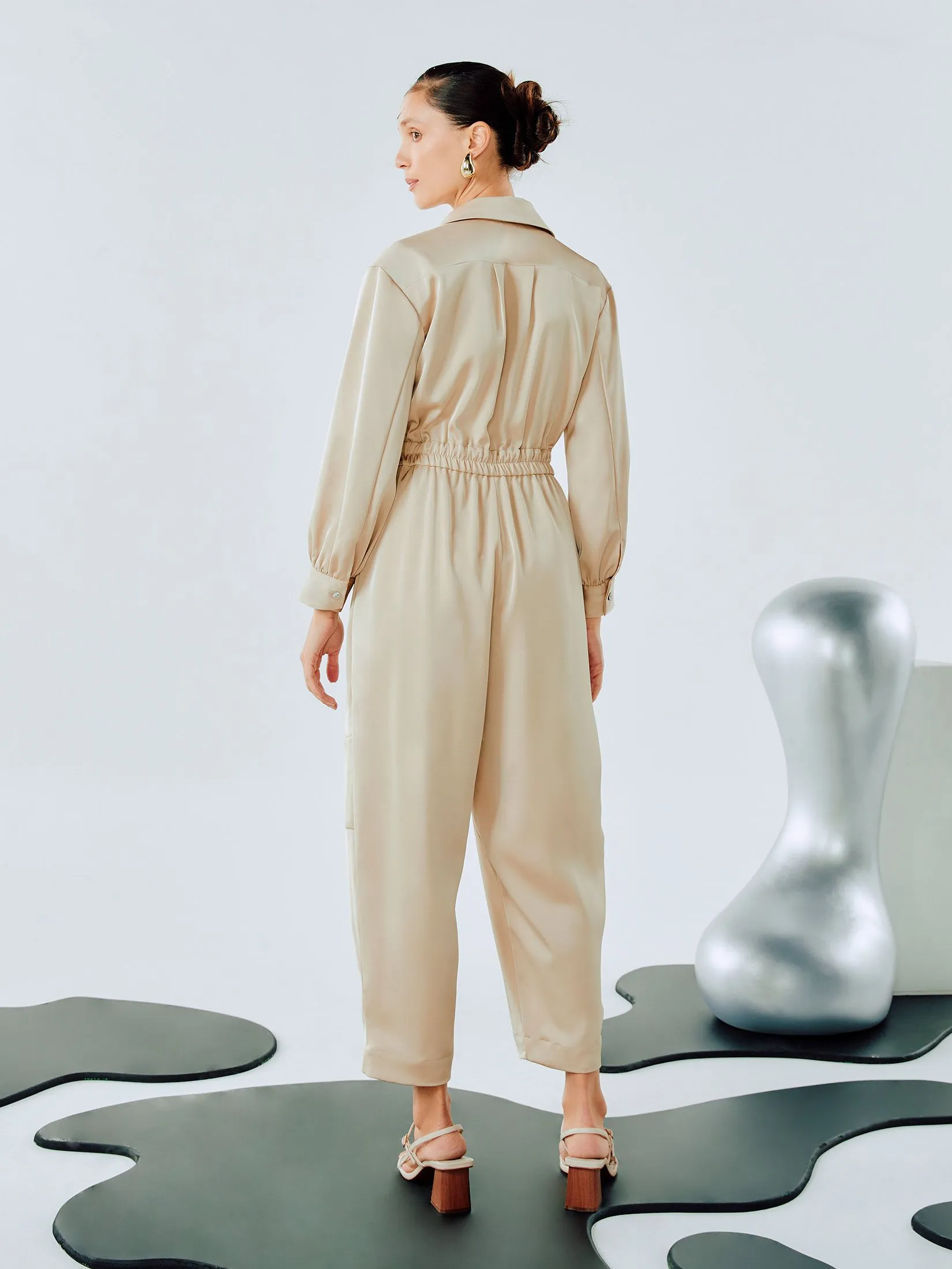 SHAKA Woman Jumpsuit Satin Brown