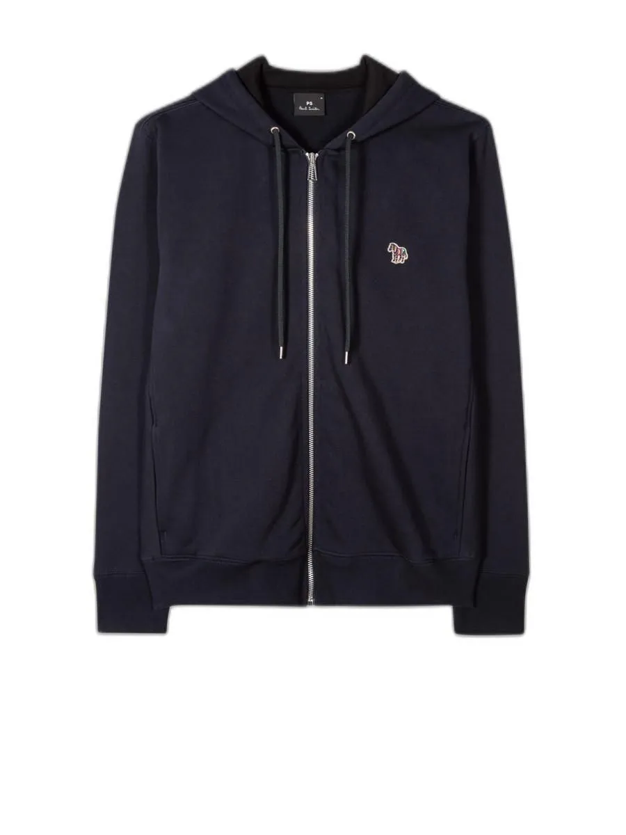 PAUL SMITH SWEATSHIRTS MENS REG FIT ZIP HOODY ZEBRA VERY DARK NAVY