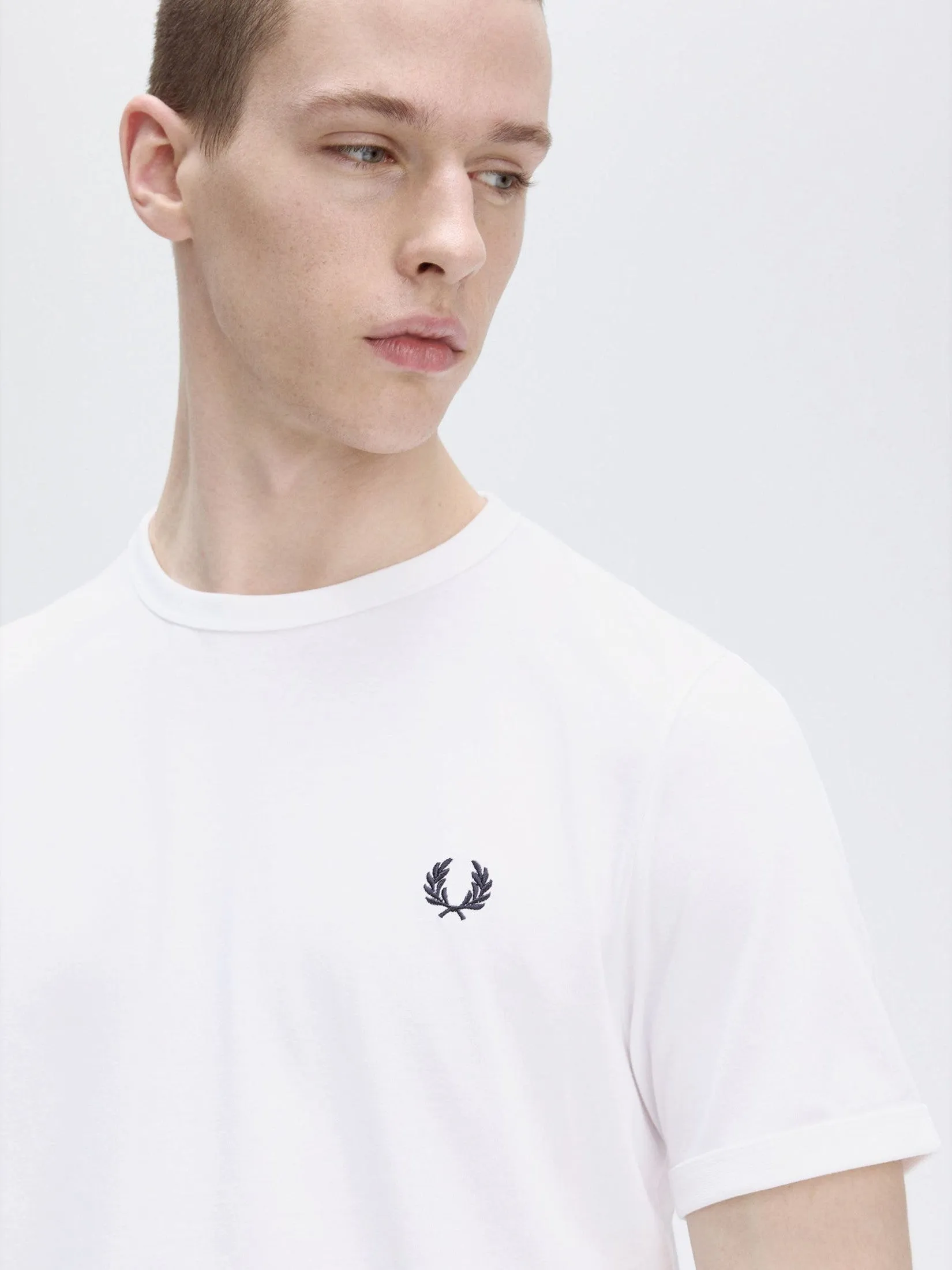 FRED PERRY Men RINGER T-SHIRT White