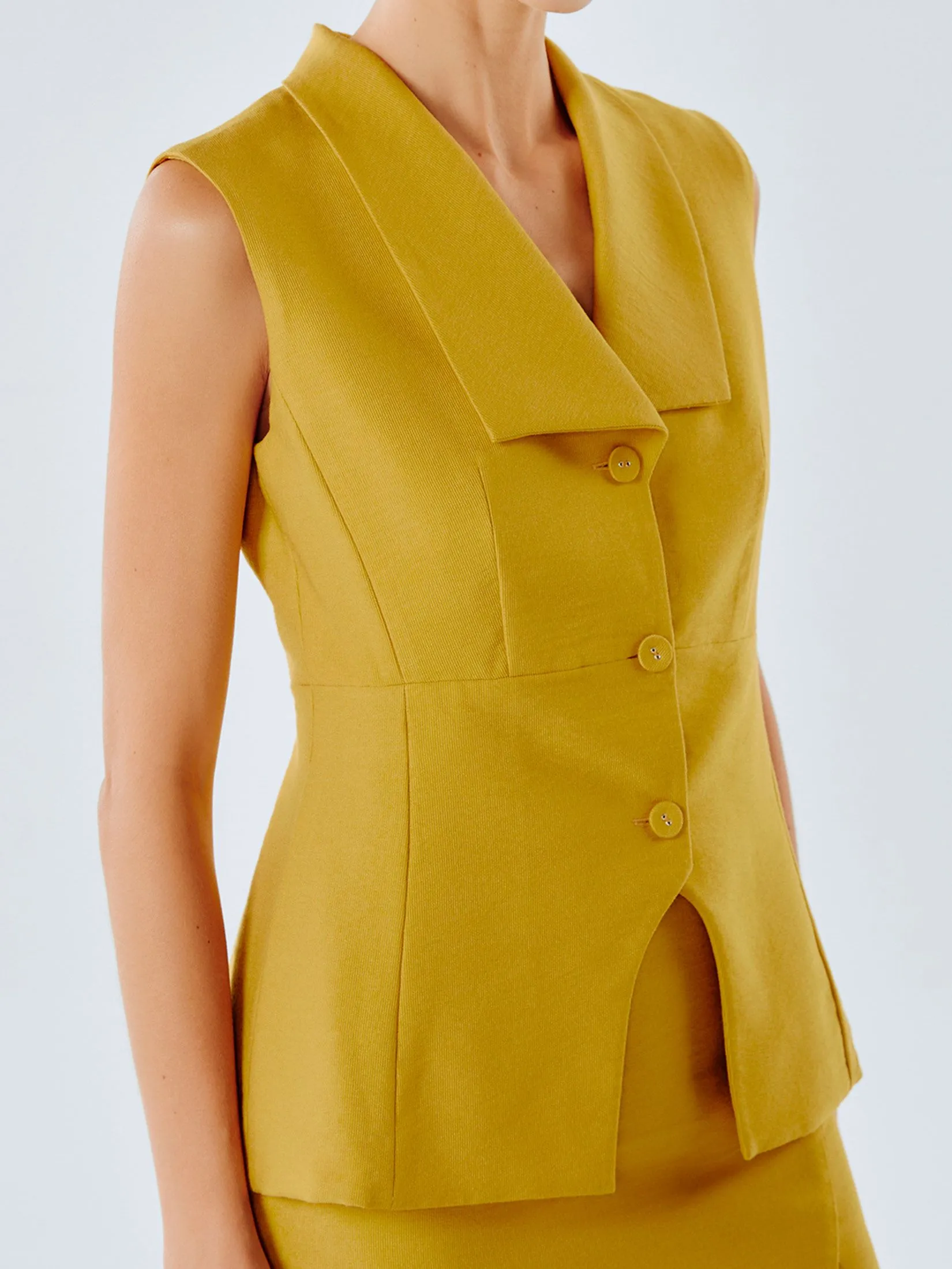 SHAKA Woman Blouse Corduroy Vest Yellow