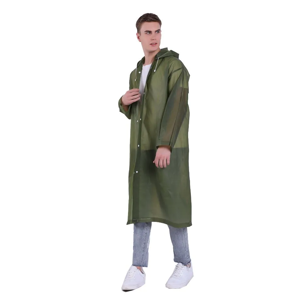 CHARITES BRAND Rain coat, Poncho PVC, Korea Style Waterproof, Dustproof - Green Army