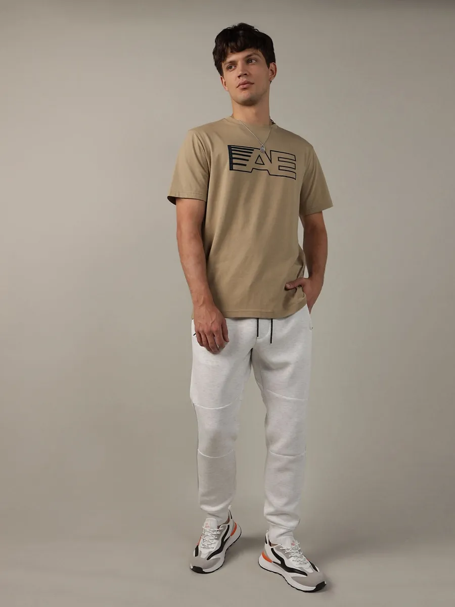 AMERICAN EAGLE MEN G SS ACTIVE 24/7 SET IN TEE- CVC FAUX HTHR + SERIOUSLY SOFT WASH 212 KHAKI