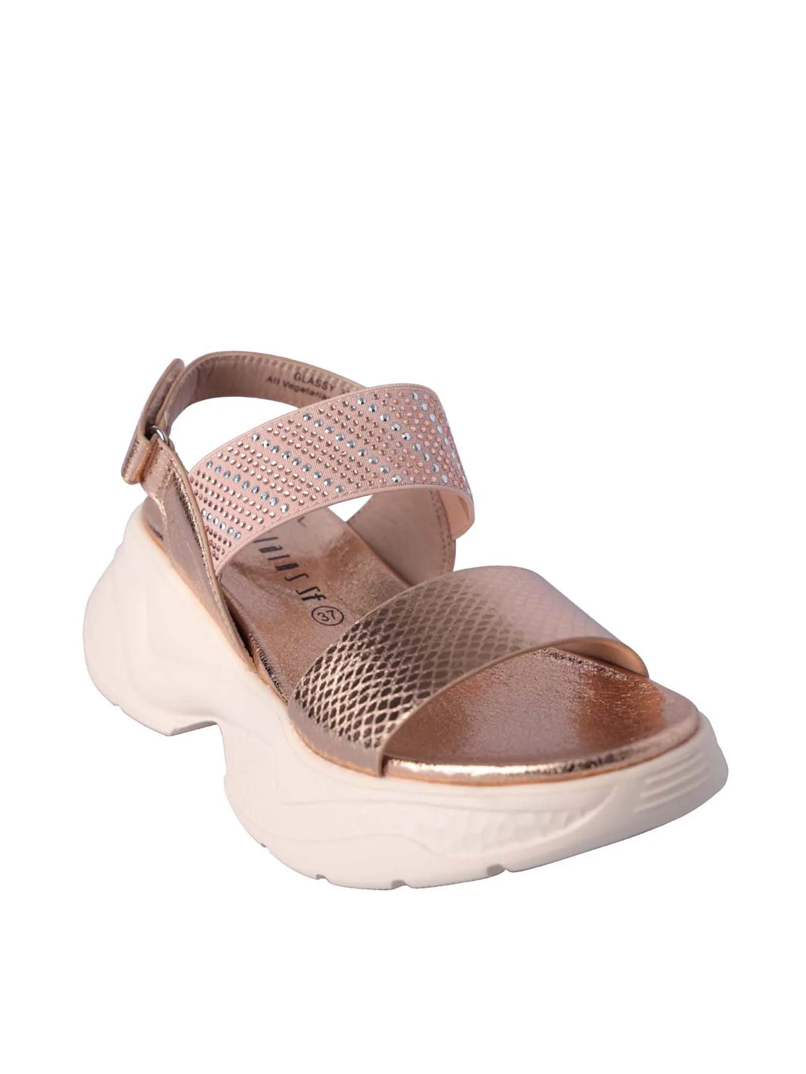 VILLAINS SF GLASSY Women's Platform Heeled Sandals ROSE GOLD