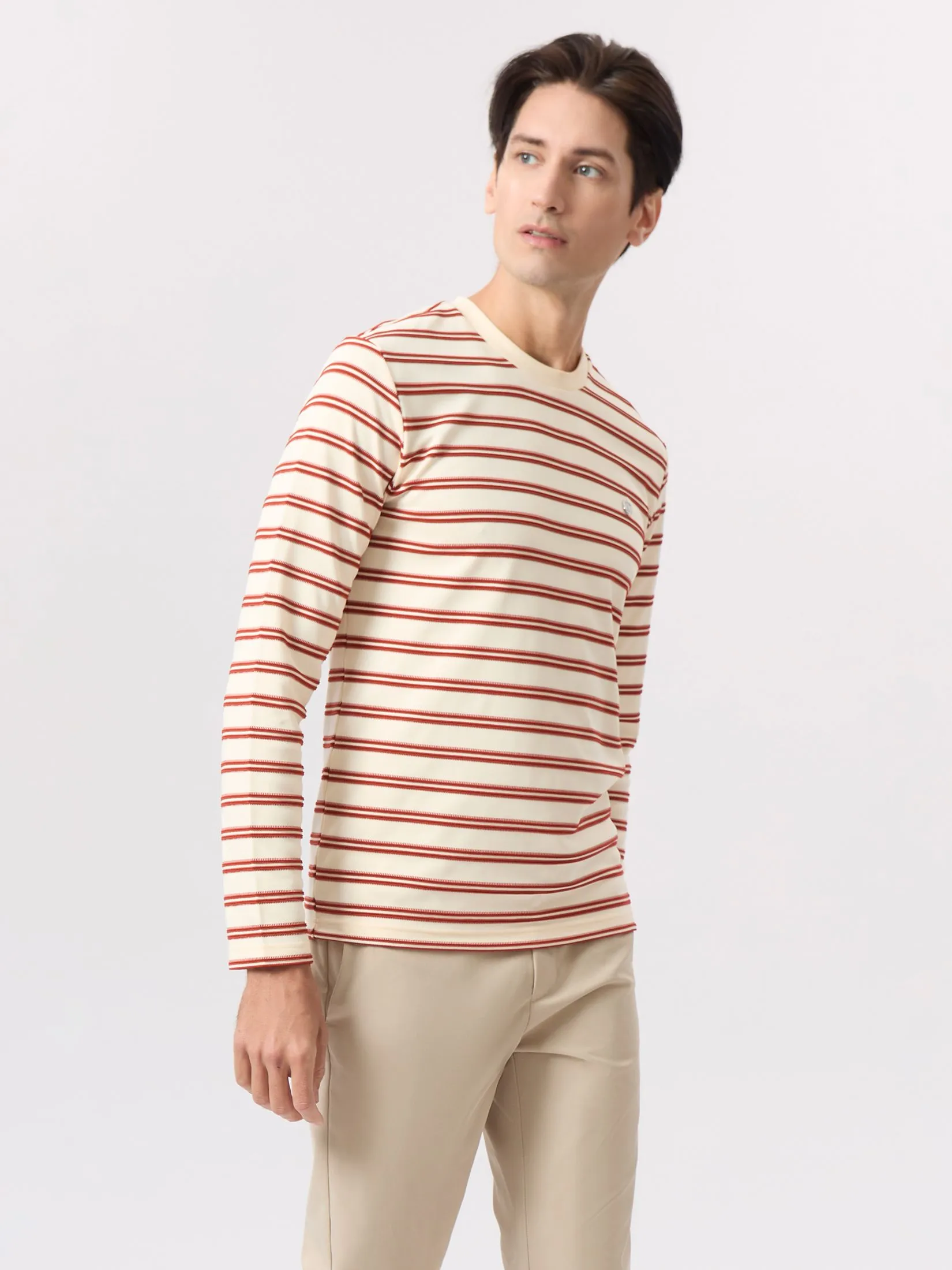 LTD Striped Long-Sleeve T-shirt Men Yellow