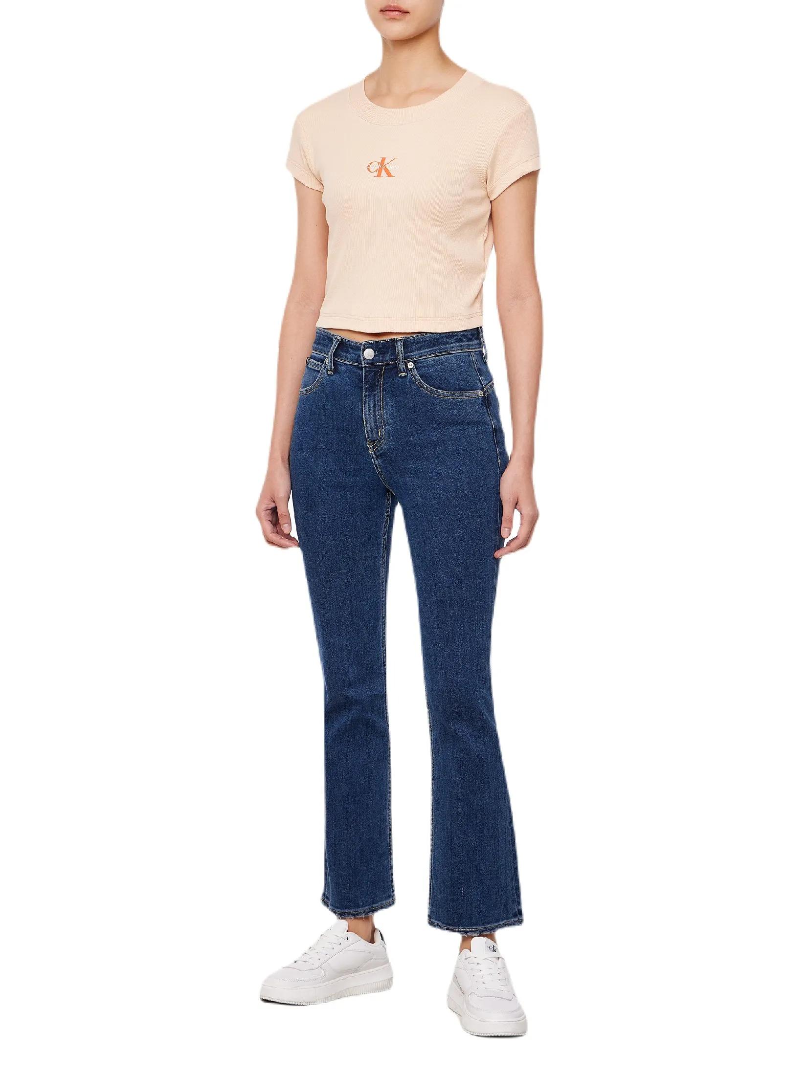 CALVIN KLEIN Women s Monogram Baby Short Sleeve T-Shirt Peach