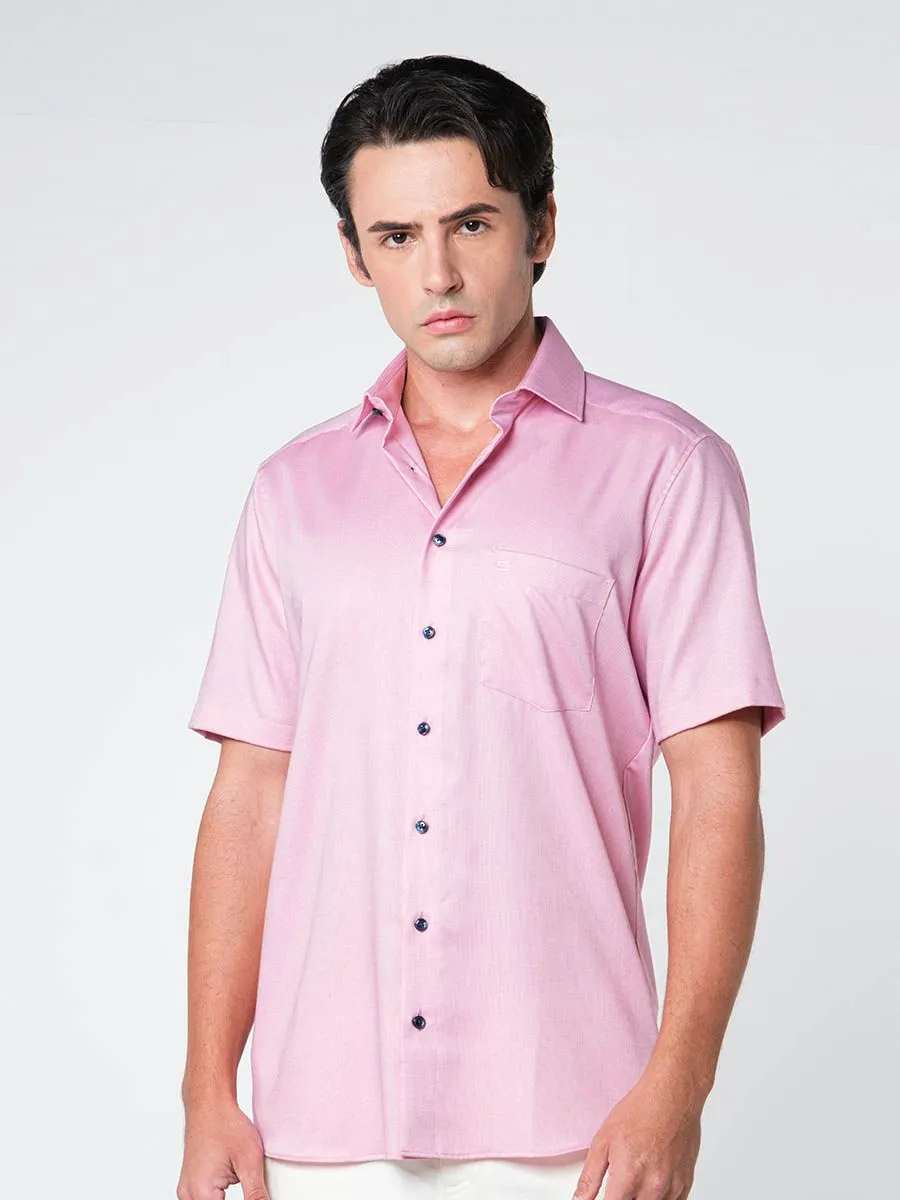 OLYMP MEN SHIRT SHORT SLEEVES CASUAL SHIRT MODERN FIT ROSE PATTERN PRINT