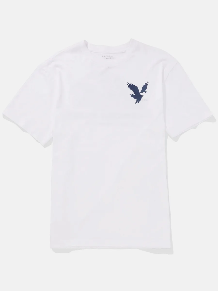 AMERICAN EAGLE MEN G SS 1 SET IN TEE- PC DYE + SERIOUSLY SOFT WASH 100 WHITE