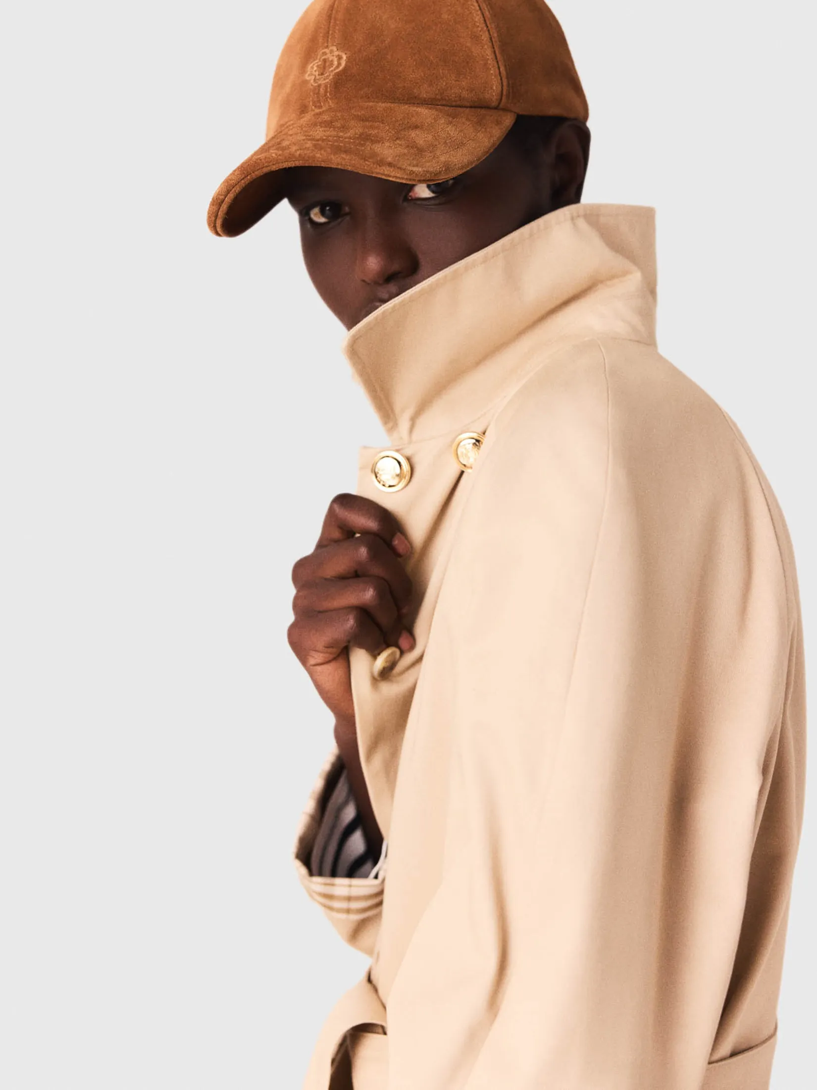 MAJE Women Trench Coat Contrast Sleeve And Collar