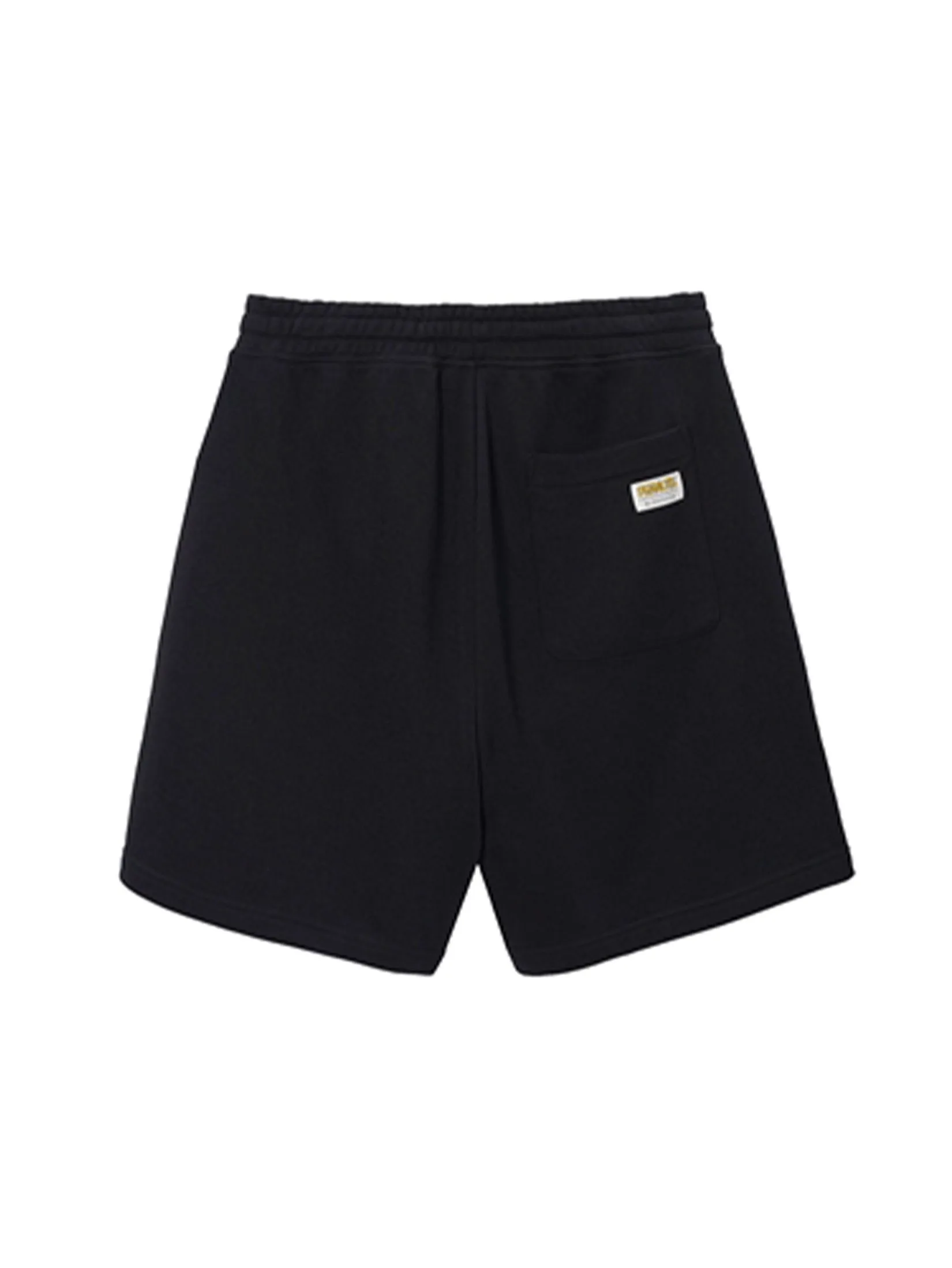 GIORDANO Men's Relaxed French Terry Drawstring Shorts (Snoopy) Signature Black