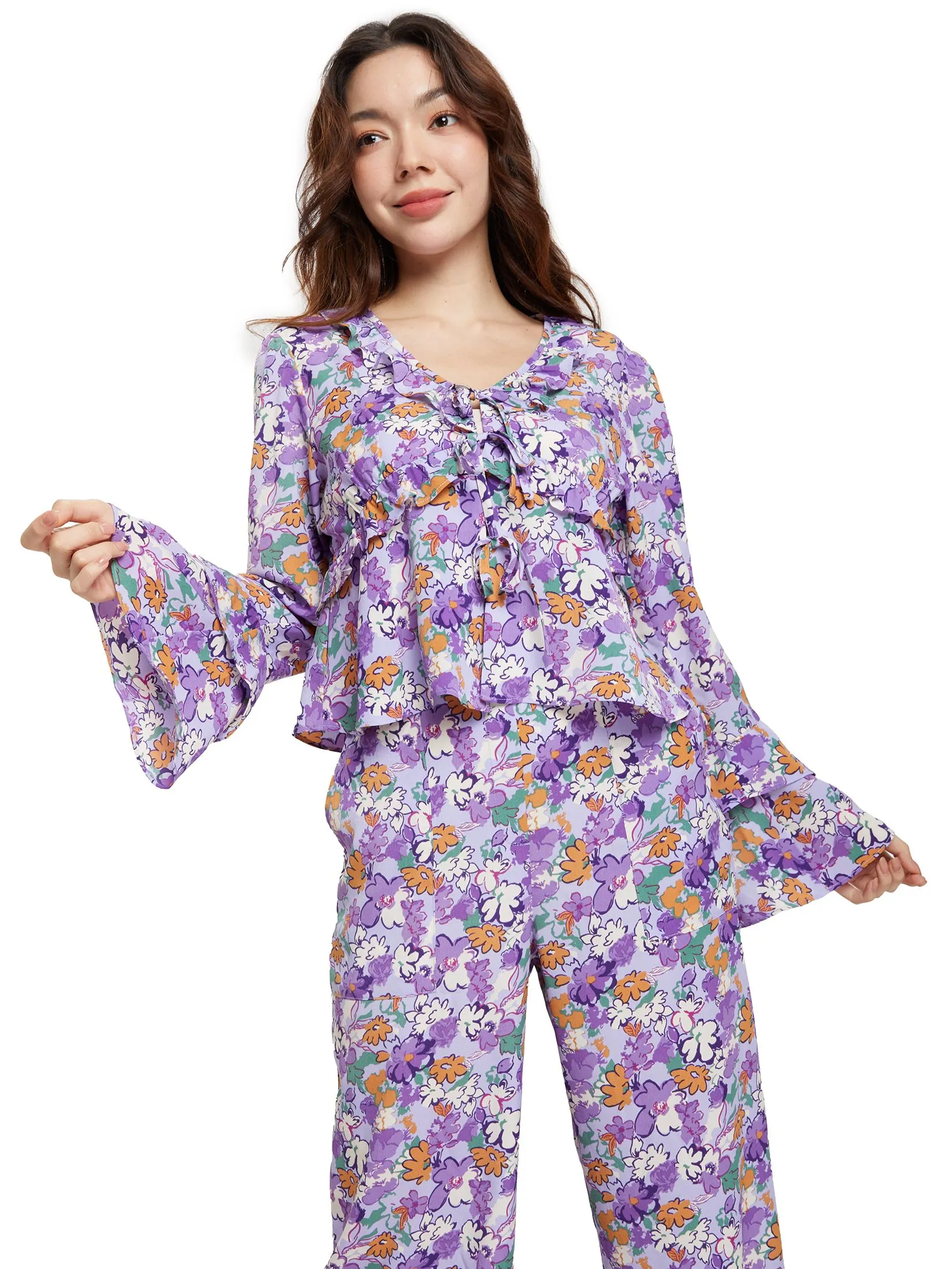 DEFRY 01 Women Blouse Long Sleeves Floral Printed