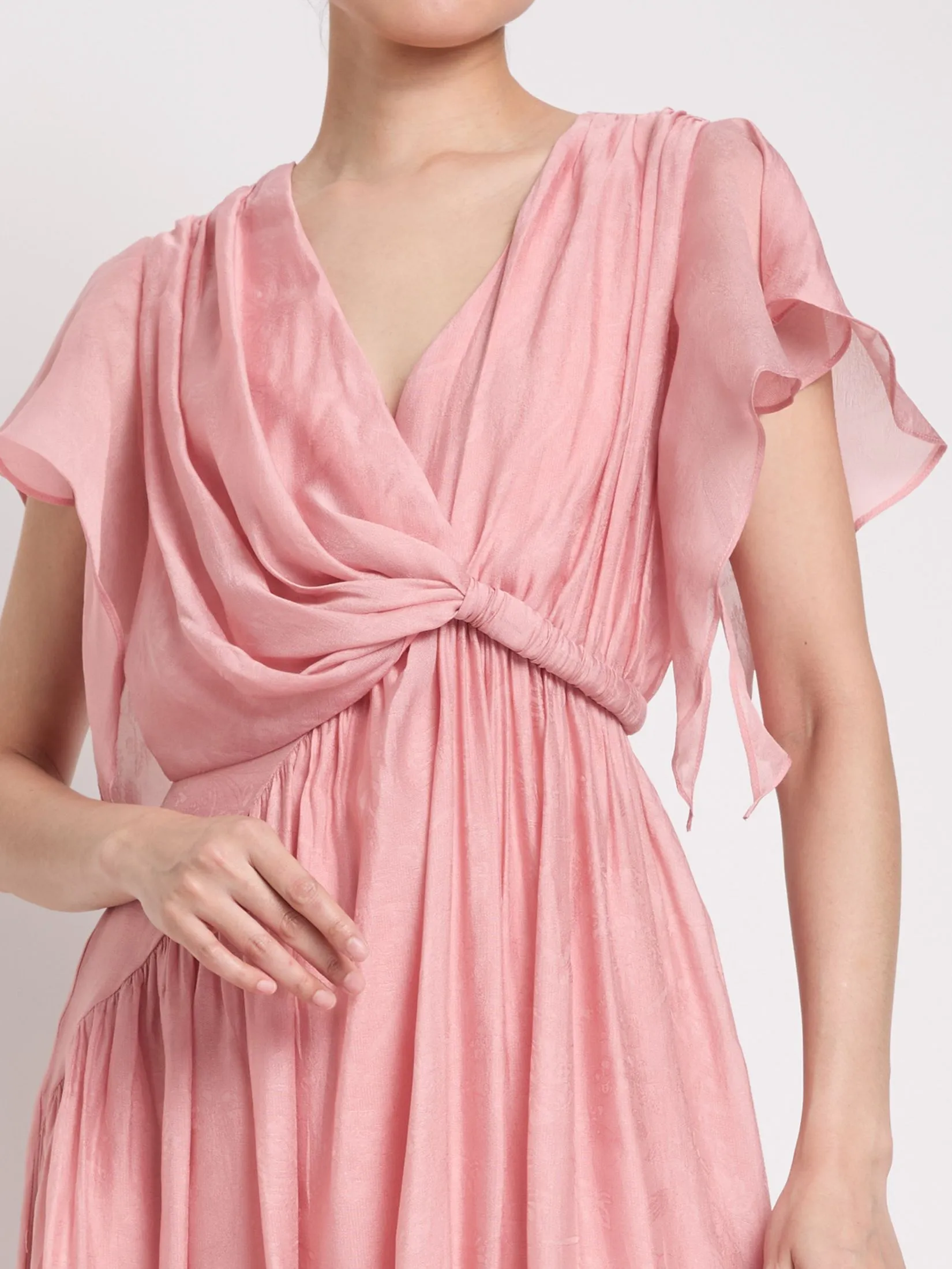 EXPRESSIONS EVENING Women Maxi Dress V-Neck With Drape Detail