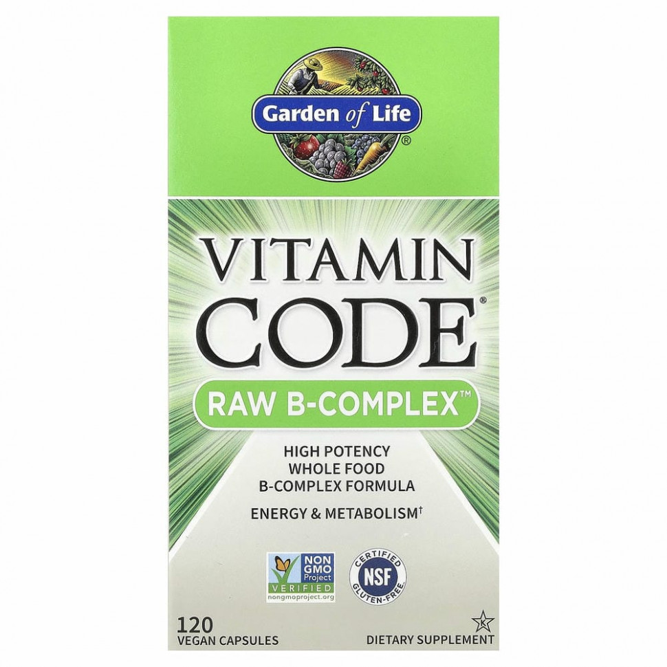Garden of Life, Vitamin Code, Raw B-Complex, 120 веганских капсул