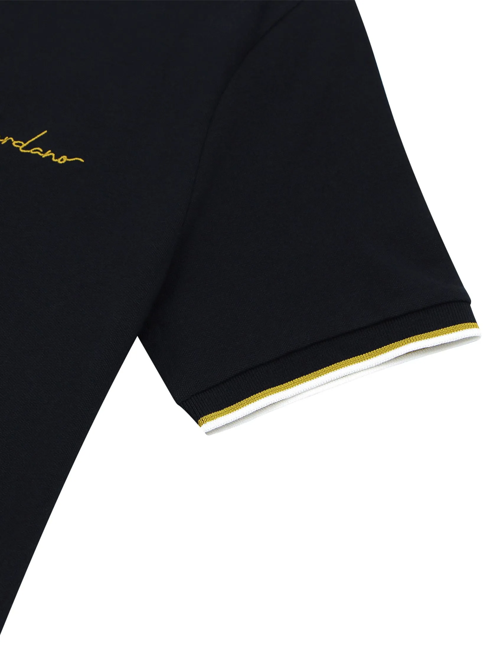 GIORDANO Men's Signature Pique Embroidery Solid Polo Signature Black