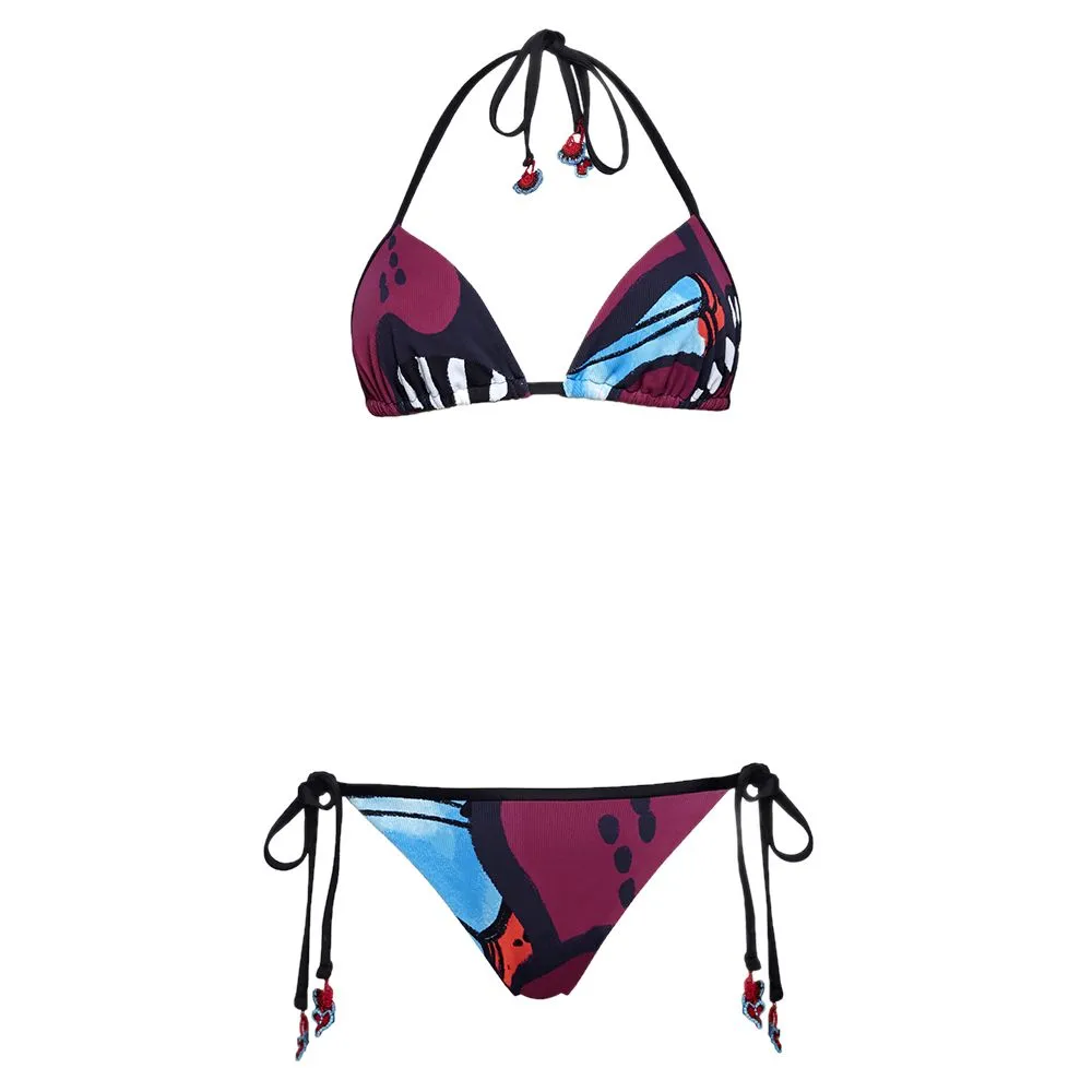 ANGELYS BALEK MULTICOLOR PRINT STRING BIKINI & BRAZILIAN BOTTOM WOMEN SWIMSUIT