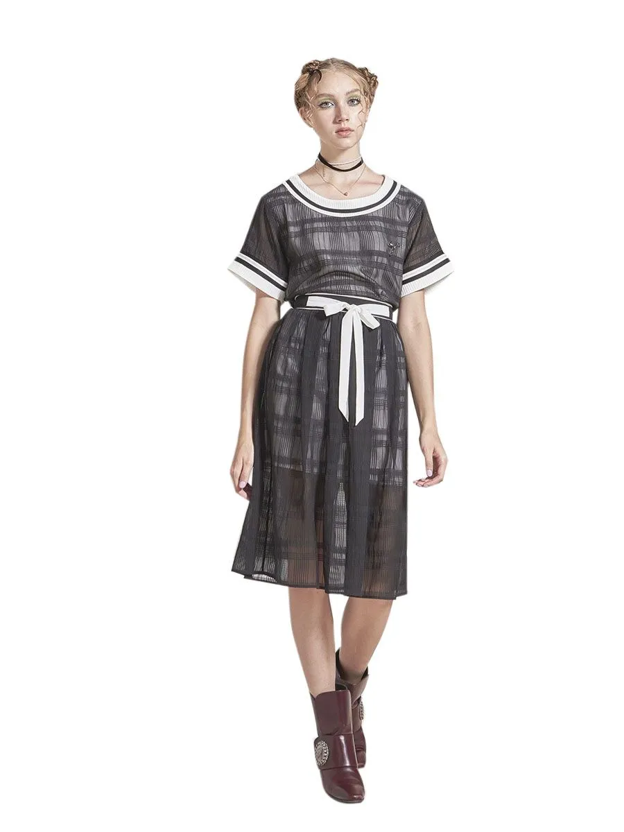 THEA BY THARA Bow-Detailed Checked Skirt SK003BLFA21 Black