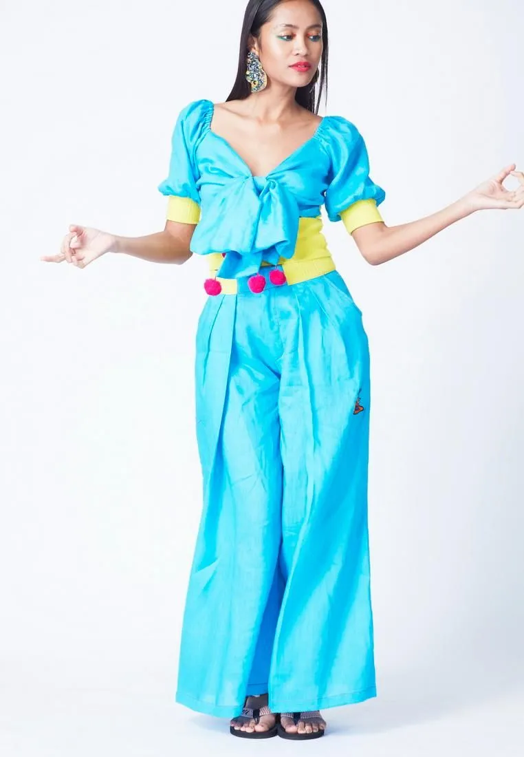 QOYA Blue MONRAK LEH TROUSERS IN SKY BLUE (BL)