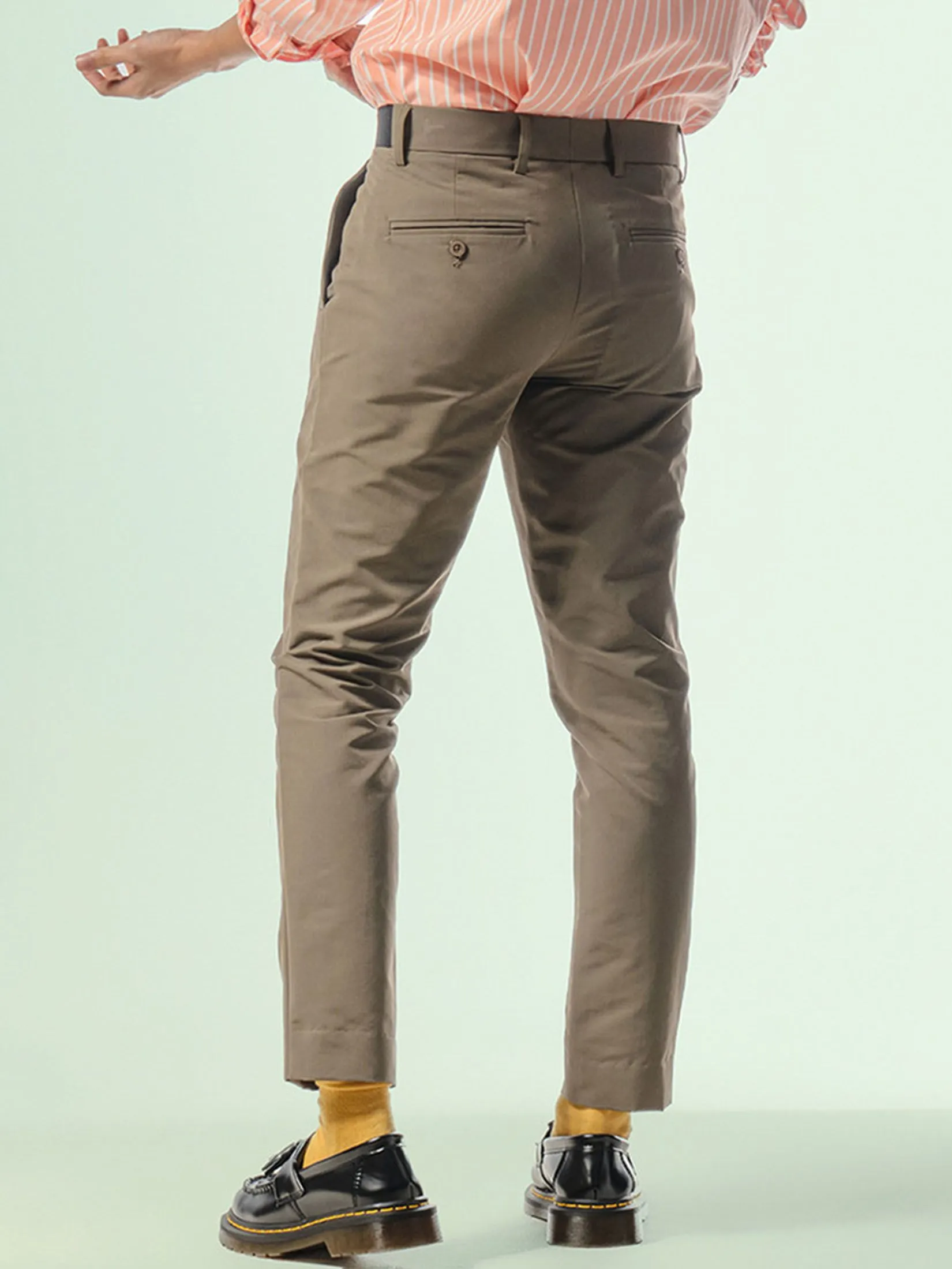 ERA-WON Men's  Cropped Skinny pants Golf fabric  Olive