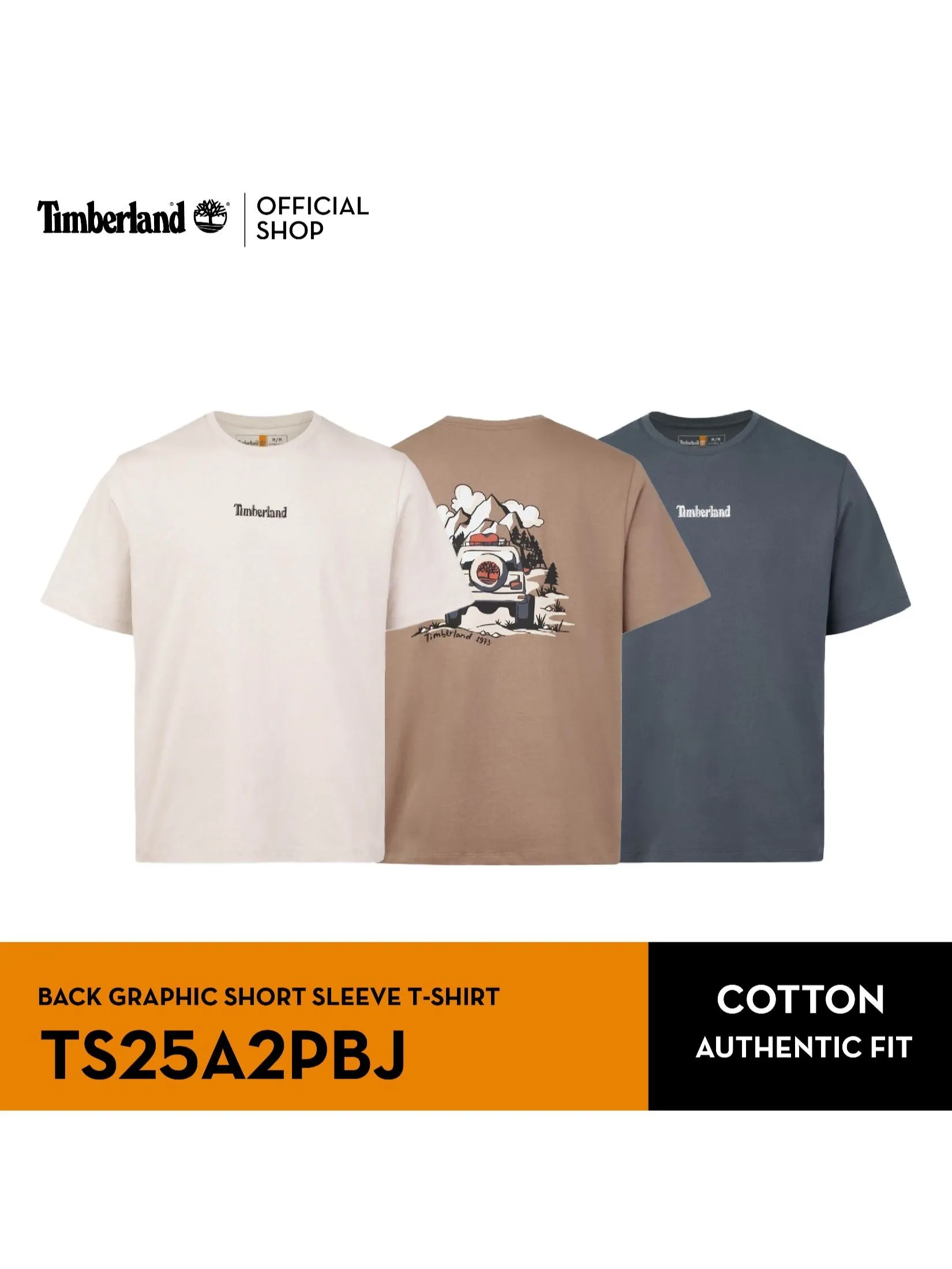 TIMBERLAND Men's Back Graphic Short Sleeve T-Shirt Neutral Brown