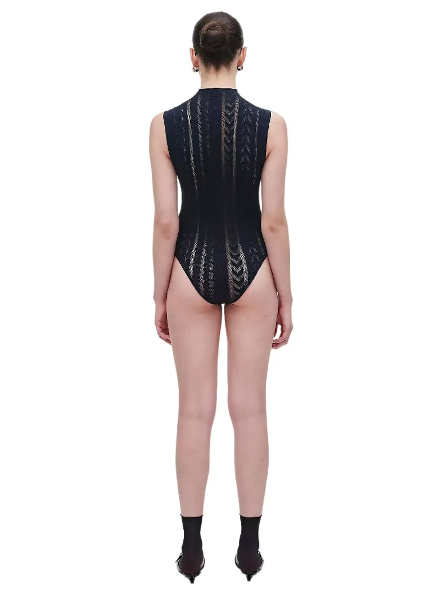 MARC JACOBS THE SEAMLESS MONOGRAM BODYSUIT BLACK