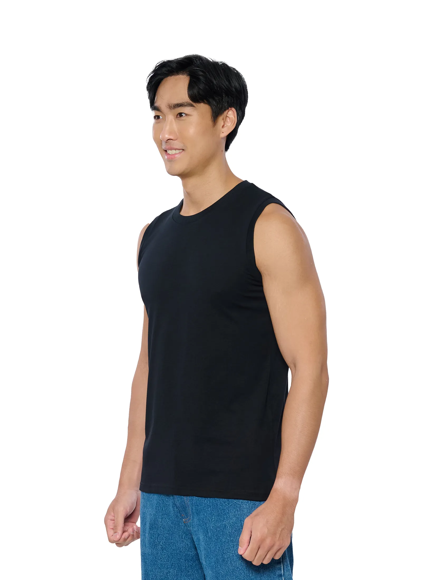 DOUBLE GOOSE Black sleeveless Classic style cotton 100%