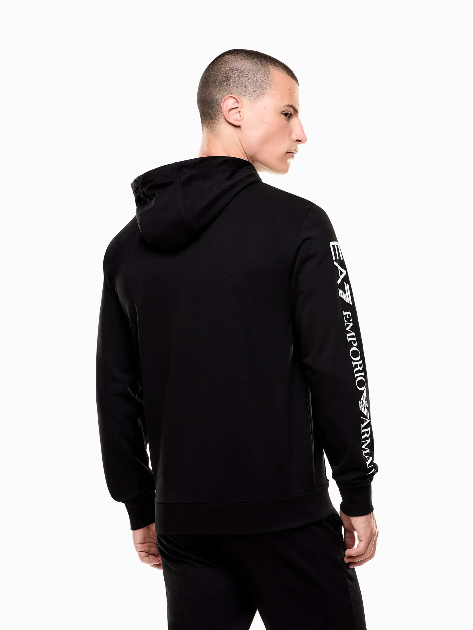 EA7 Men Hoodie Logo Series Cotton CTY MC001 Black/White
