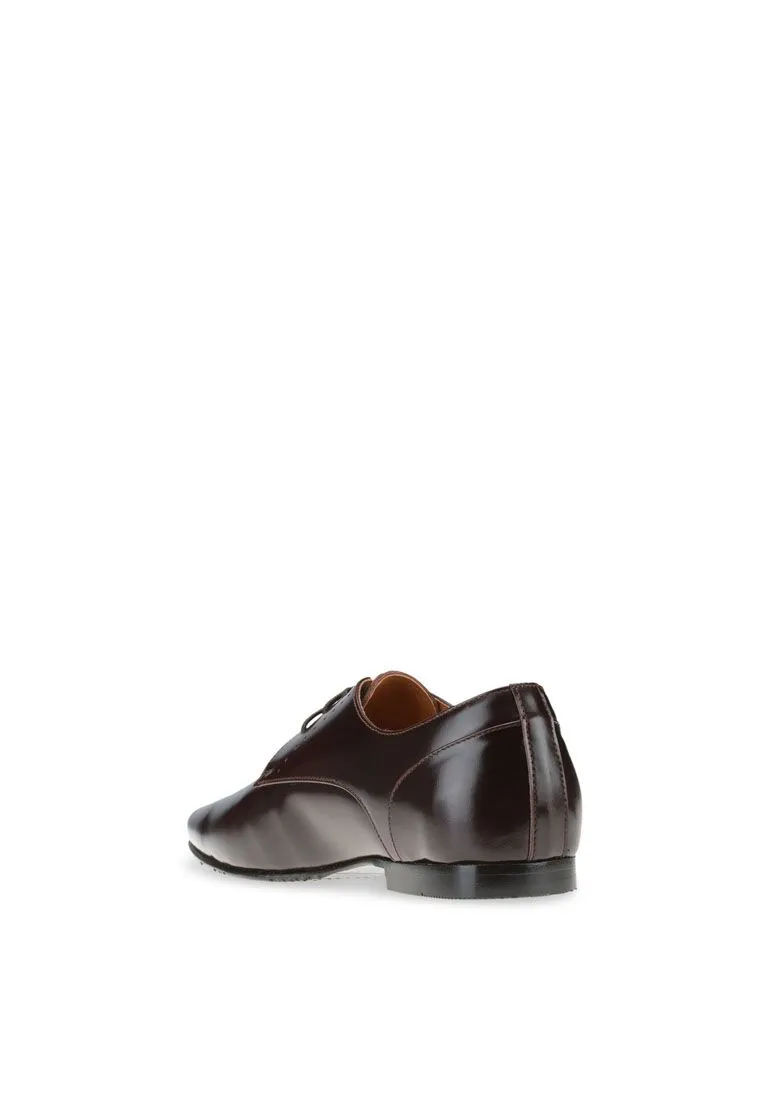 LUIGI BATANI Brown Stencil Work Cut Formal Lace Up