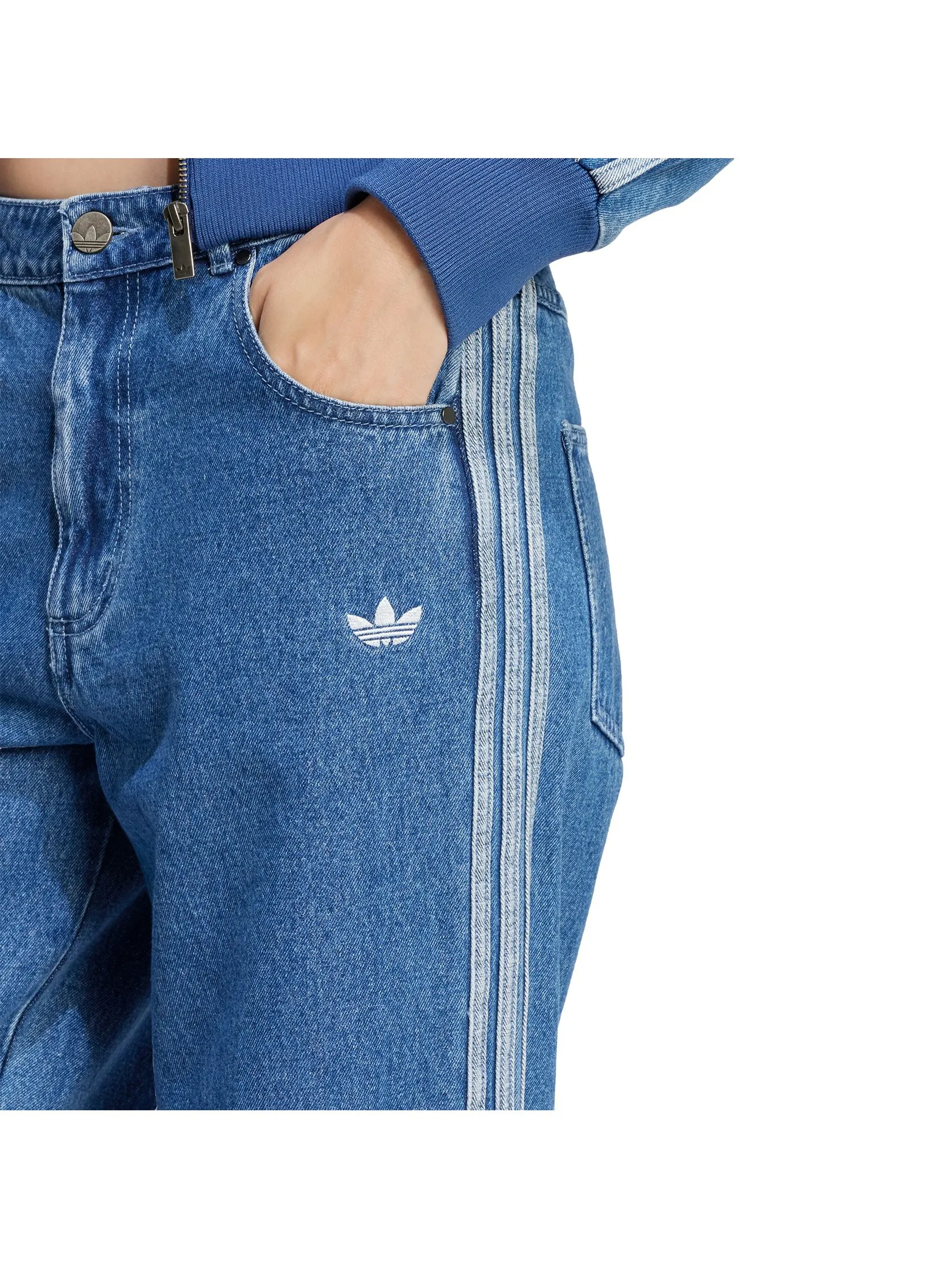 ADIDAS Women Track Pants Adicolor Denim 3-Stripes JD2574 Denim