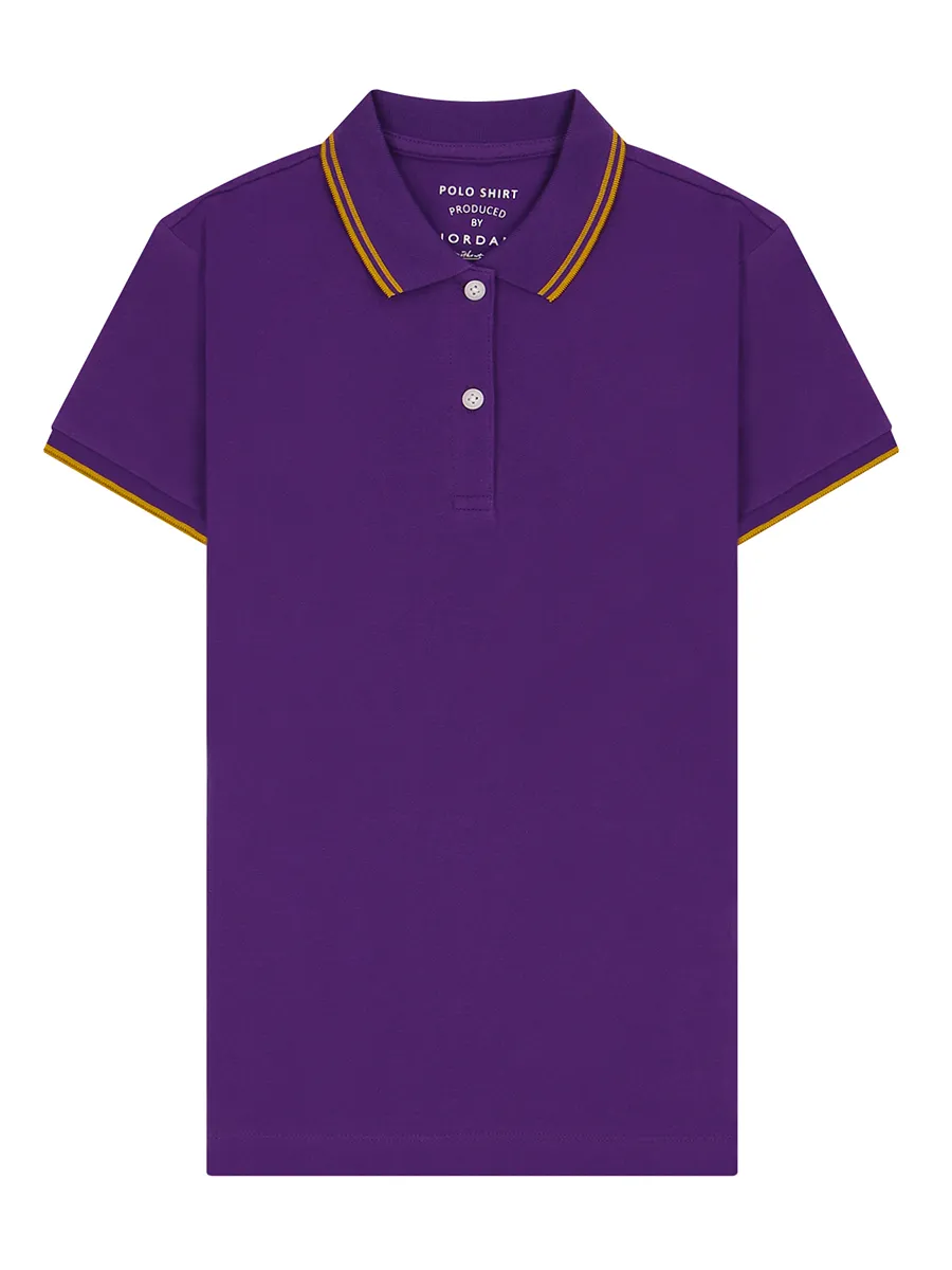 GIORDANO Women's Cotton Lycra Slim Fit Short Sleeve Polo Plum Purple