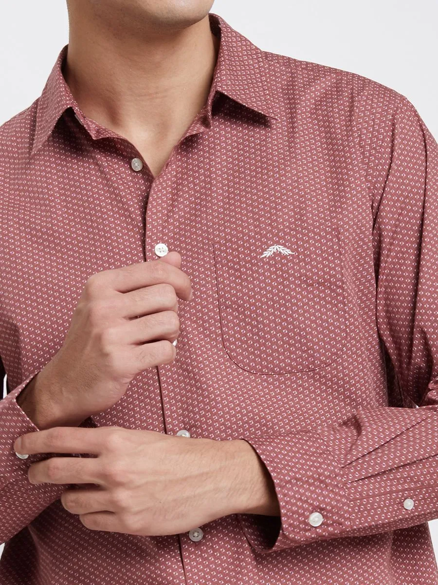 ALUMNUS Men Shirt Long Sleeve Printed Red