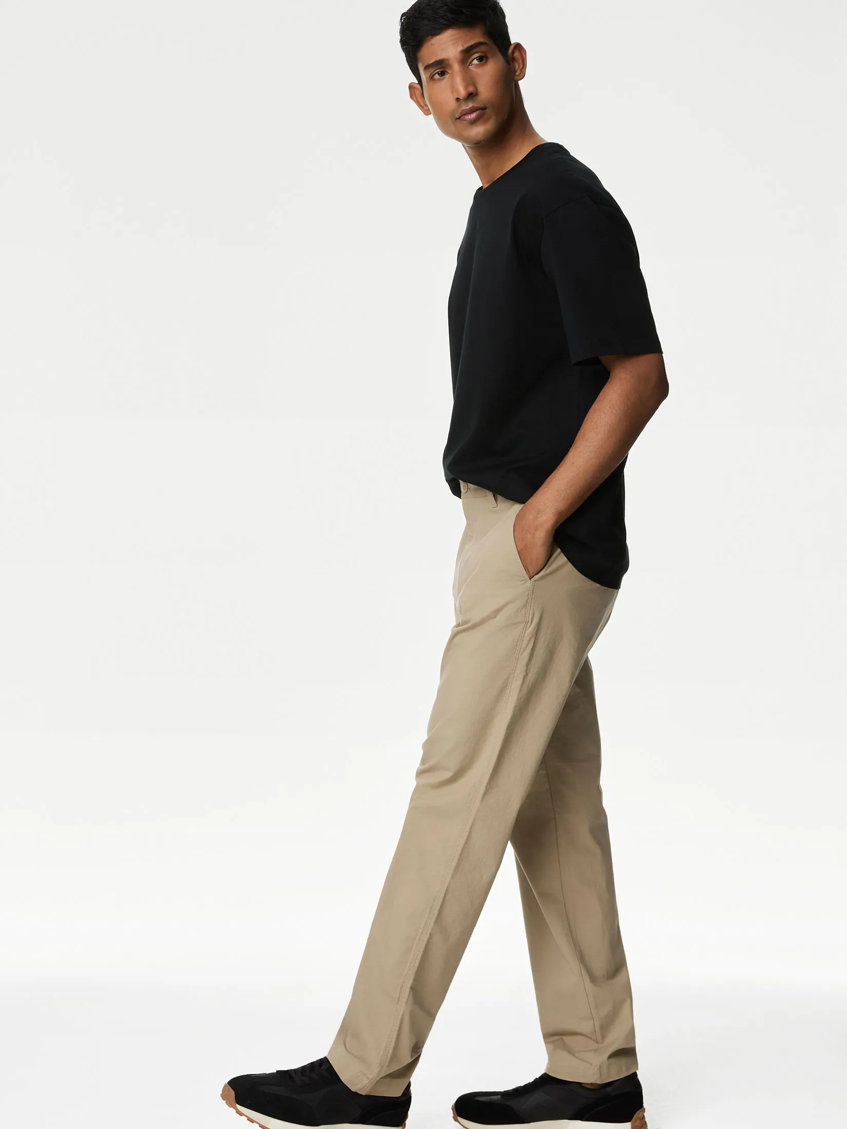 MARKS & SPENCER Men Chinos Regular Fit Ripstop Textured Stretch