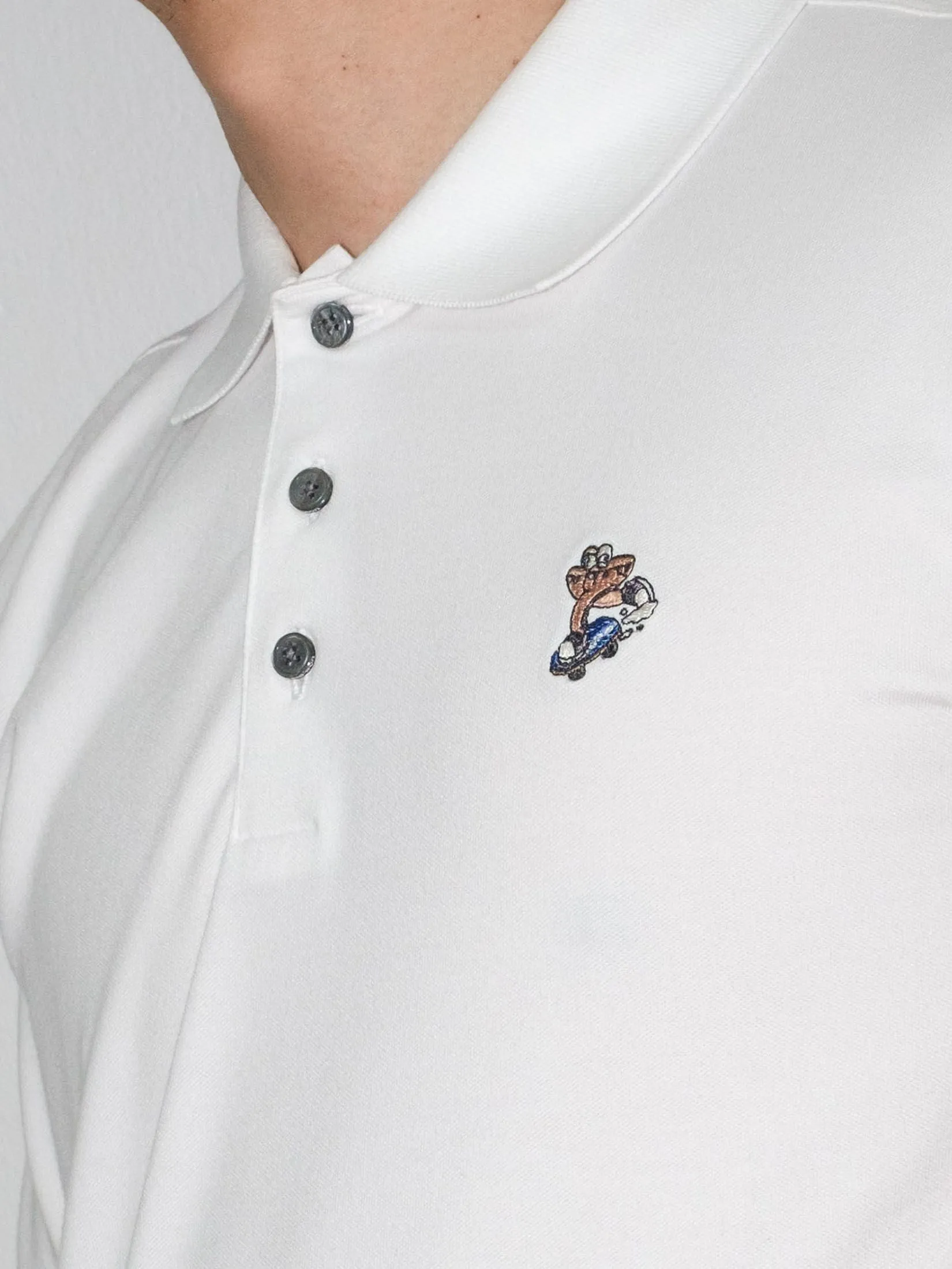 ERA-WON Men's Polo Slim Fit Art toy Collection White