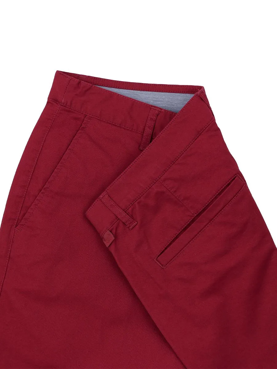 GIORDANO Men's Cotton Slim Hidden Comfort Bermuda (180° Expandable Waistband) Biking red