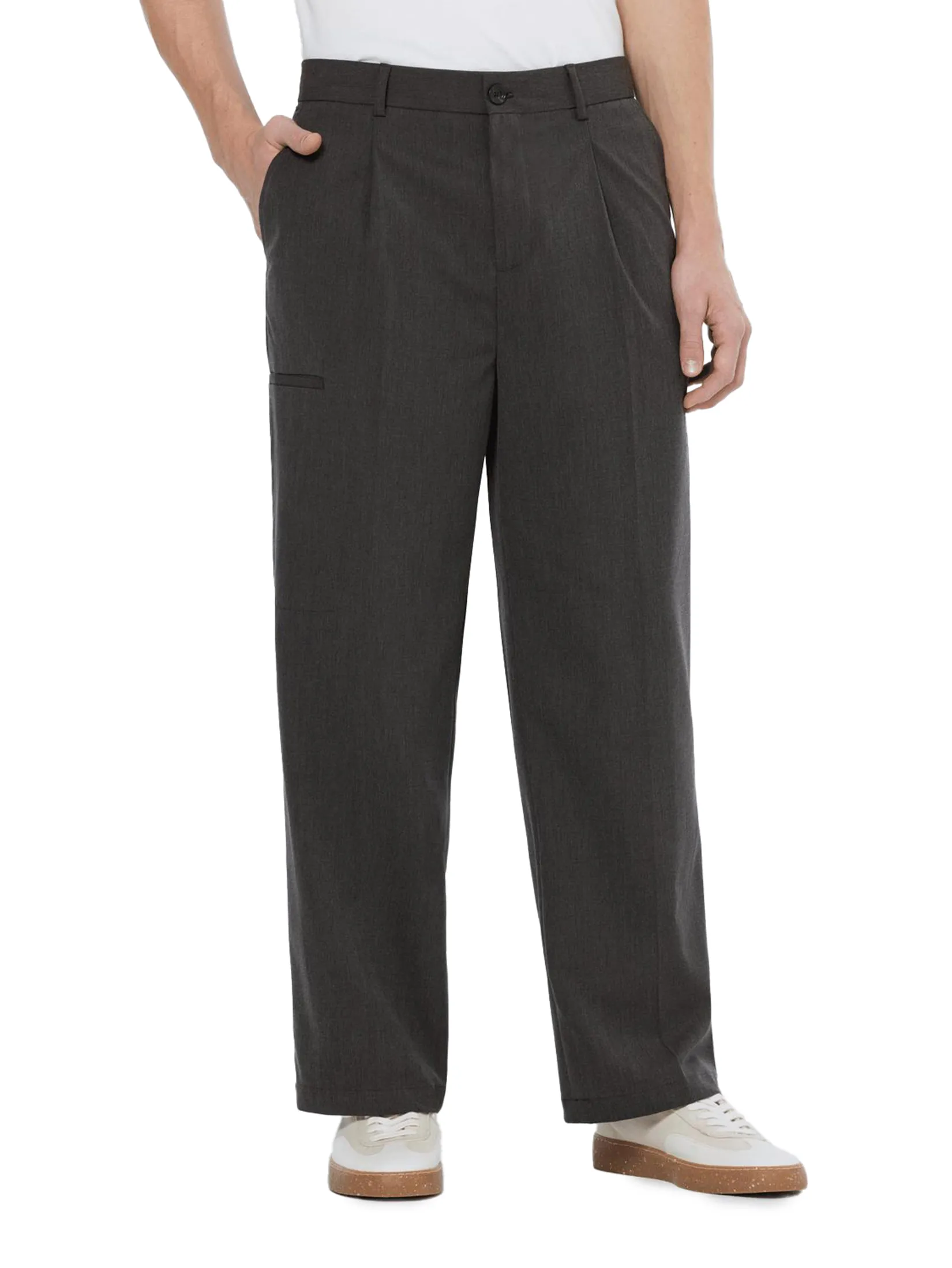 SCOTCH&SODA Men Chino Pocket Detail Wide Fit Melange Dark Grey Melange