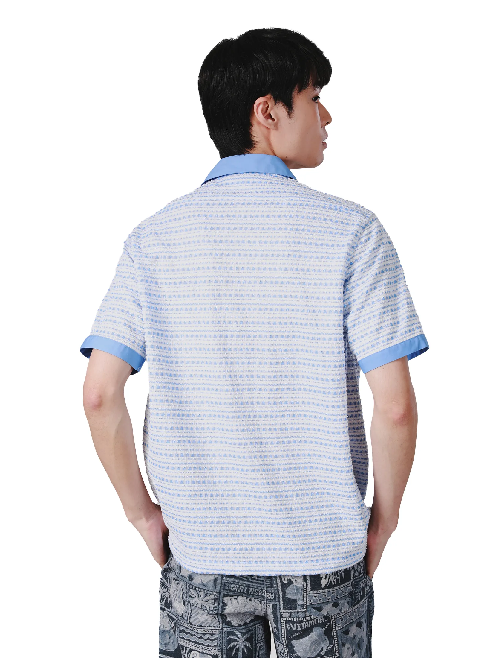 JOHN HENRY Men s Short Sleeves Hawaii Shirts (Relaxed Fit) SONGKRAN FESTIVAL Blue