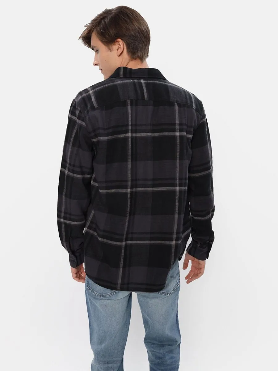 AMERICAN EAGLE MEN  CF AVERY PLAID SALVADOR TWILL FLANNEL 044 DARK GRAPHITE